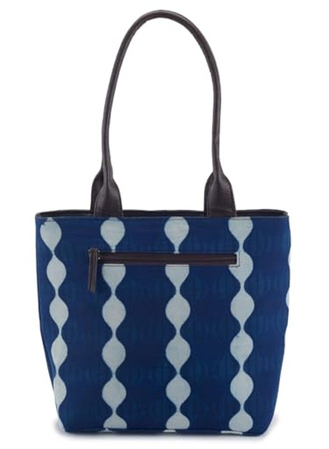 NEPRI Office Pouch Tote Bag | Stylish Set of 2 Tote Bags for Women| Vegan Leather & Handblock Printed Fabric Handbag with Double Handle Shoulder Strap| Daily & Travel Use | WPT-006-19 - Image 5